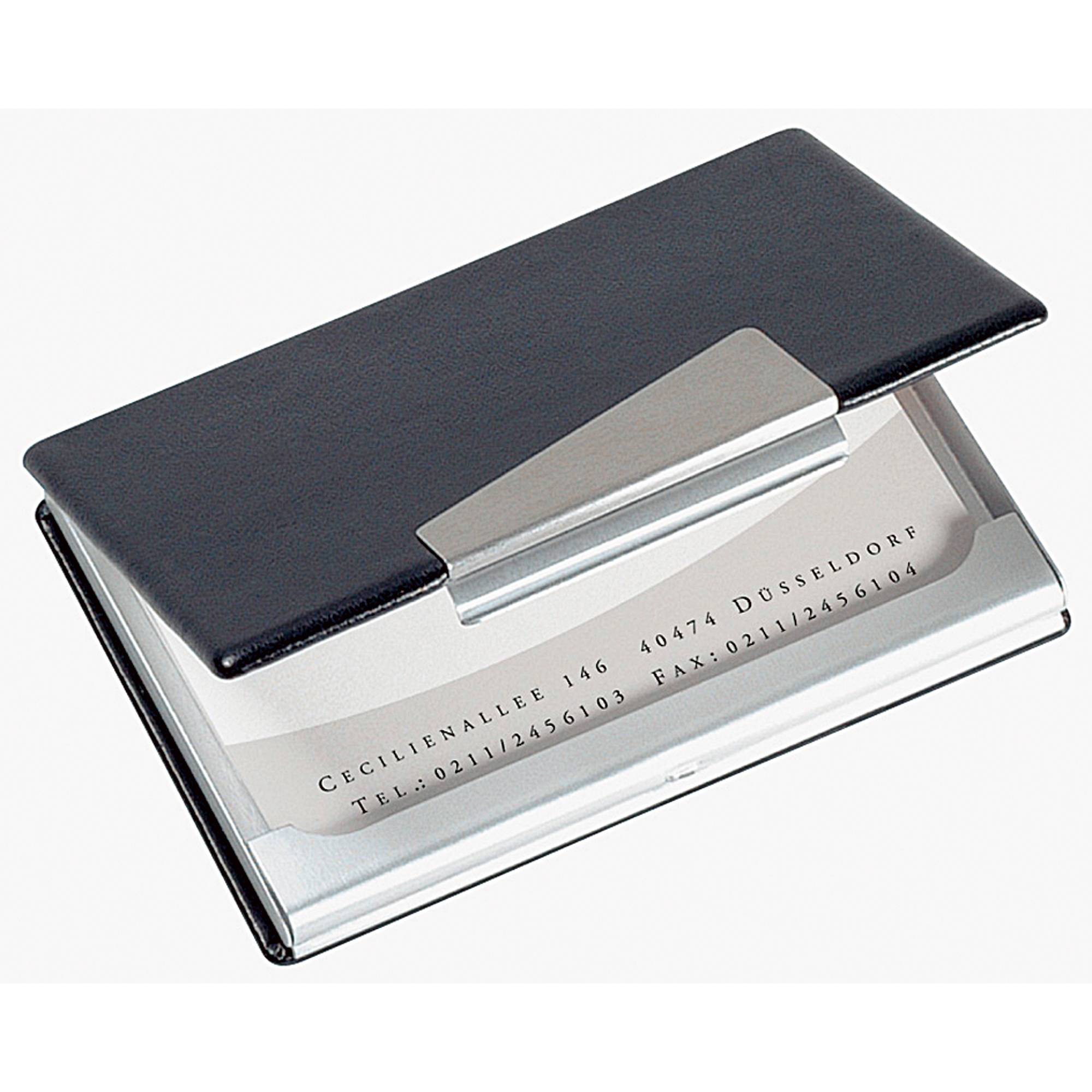 Visitenkartenetui 20Karten 90x58mm Alu/Lederoptik-0
