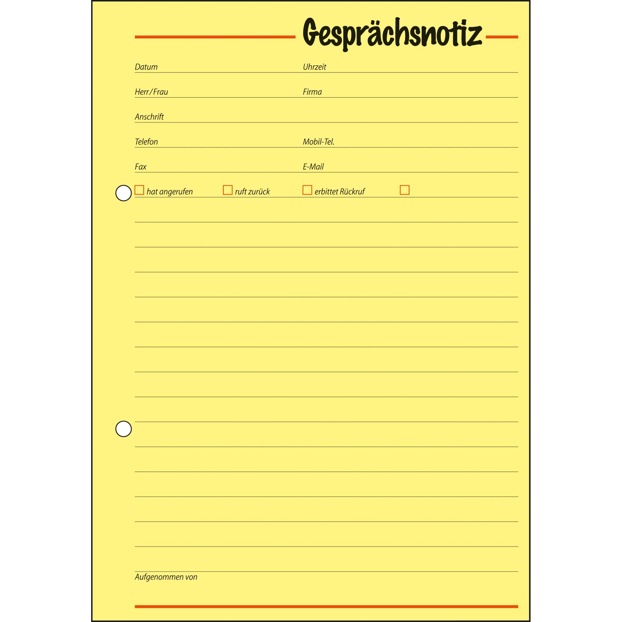 Gesprächsnotiz DIN A5 50Blatt gelb - Artikel: 114063010-2