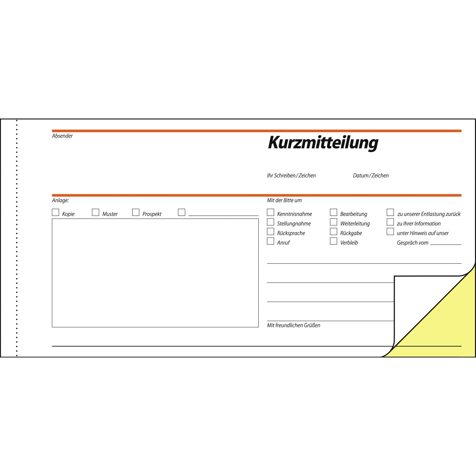 Kurzmitteilung 1/3 DIN A4 quer 2x40Blatt - Artikel: 114042600-3
