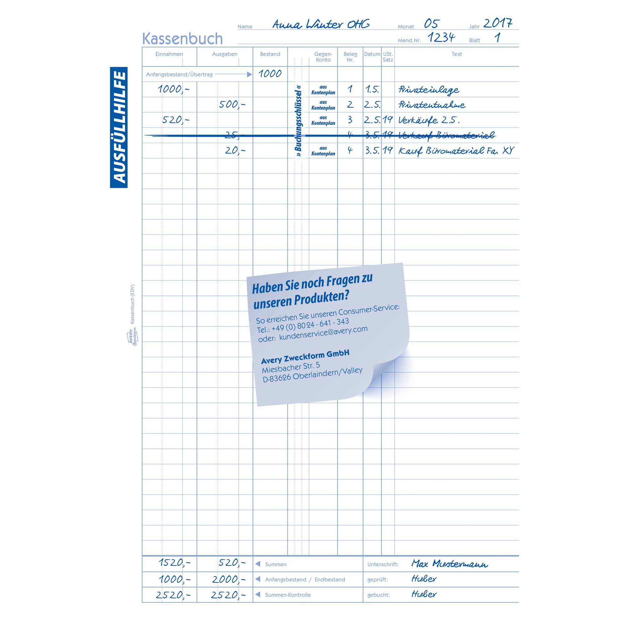 Avery Zweckform Kassenbuch 426 DIN A4 100Blatt-2