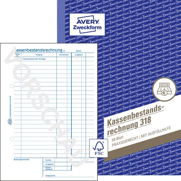Avery Zweckform Kassenbericht 318 DIN A5 50Blatt