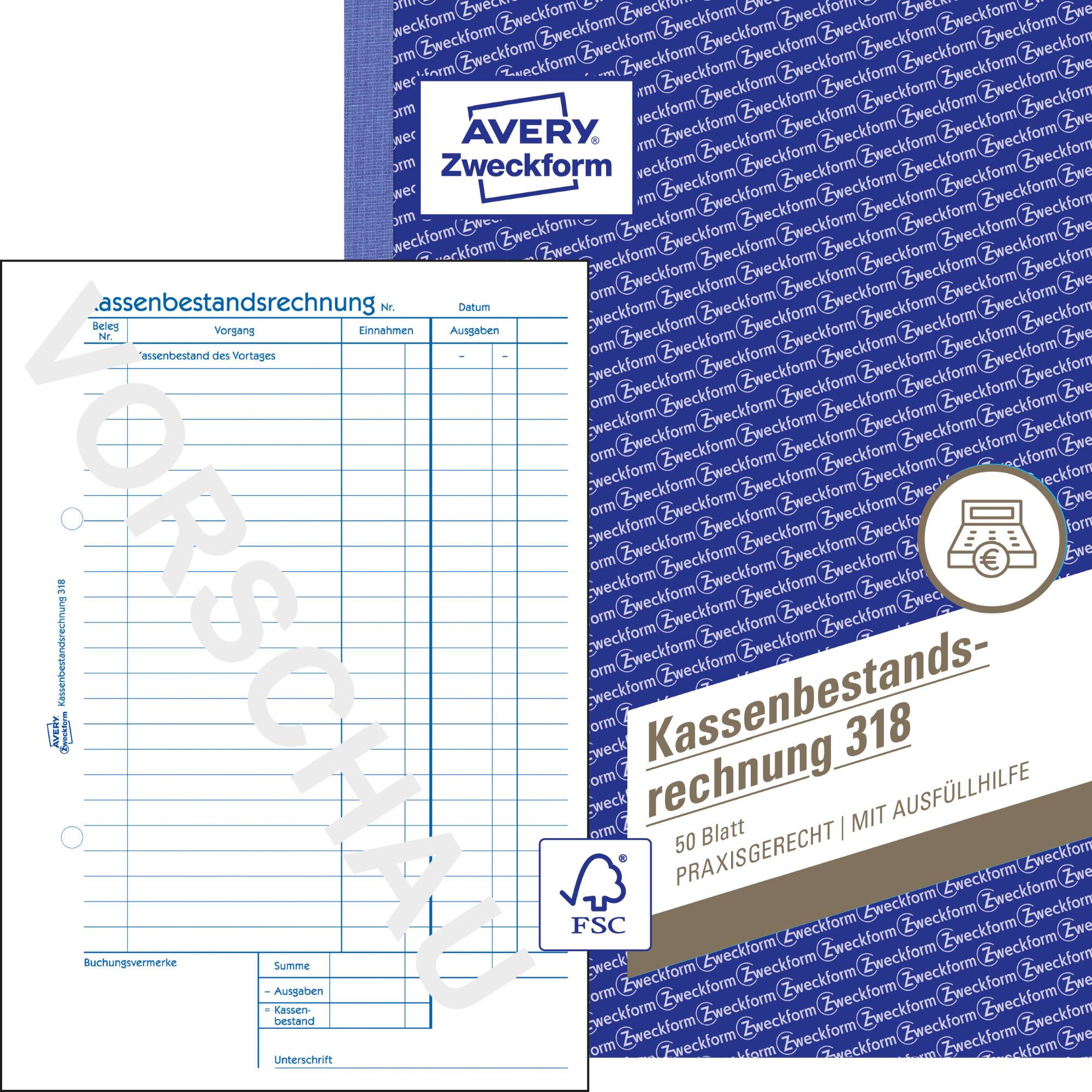 Avery Zweckform Kassenbericht 318 DIN A5 50Blatt-0