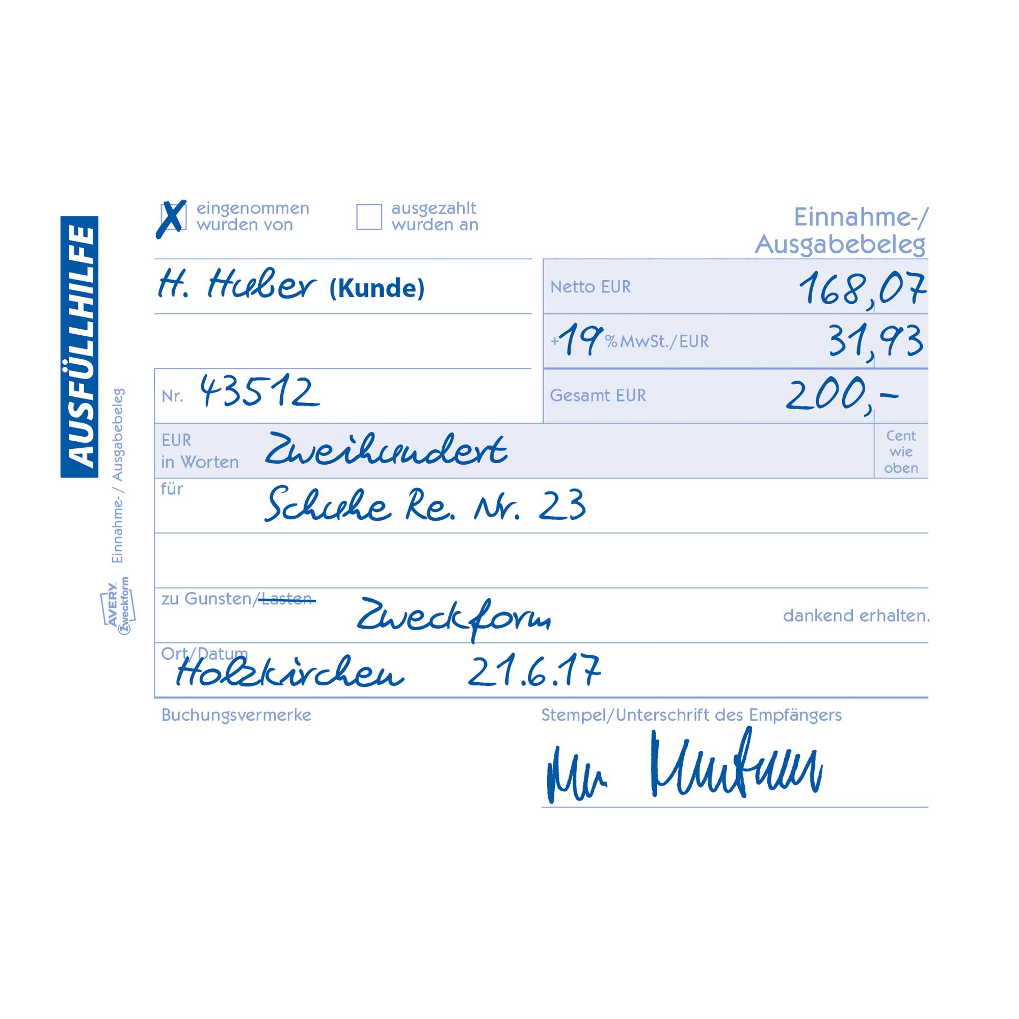 Ausgabebeleg DIN A6 quer 50Blatt weiß-1