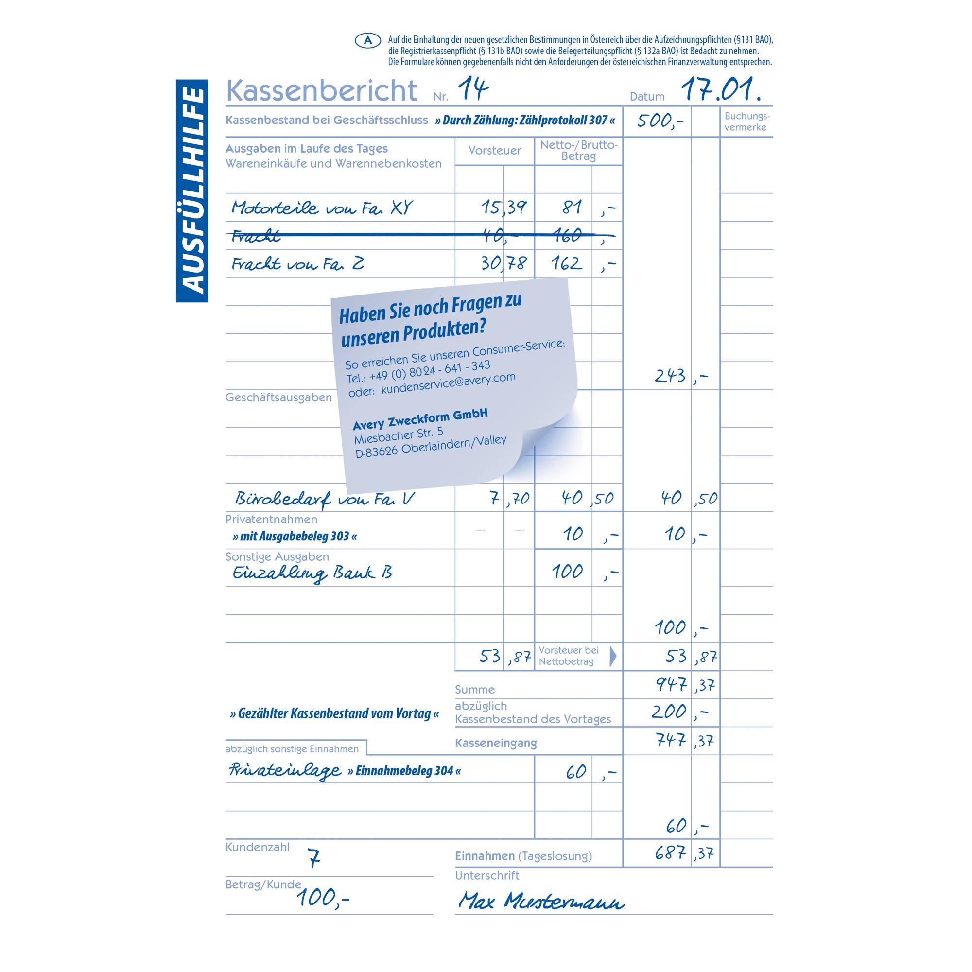 Kassenbericht DIN A5 50Blatt - Artikel: 114029100-2