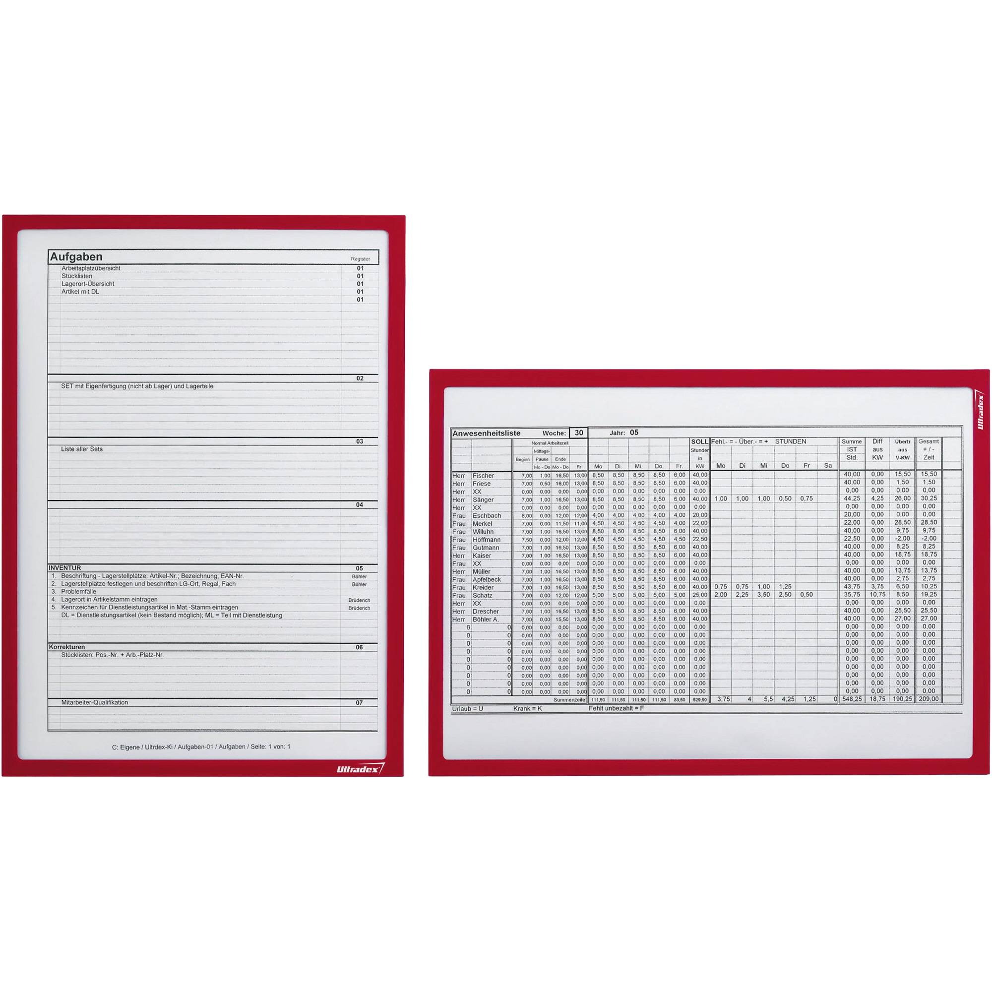 Infotasche DIN A4 magnetisch rot 5 St./Pack-4