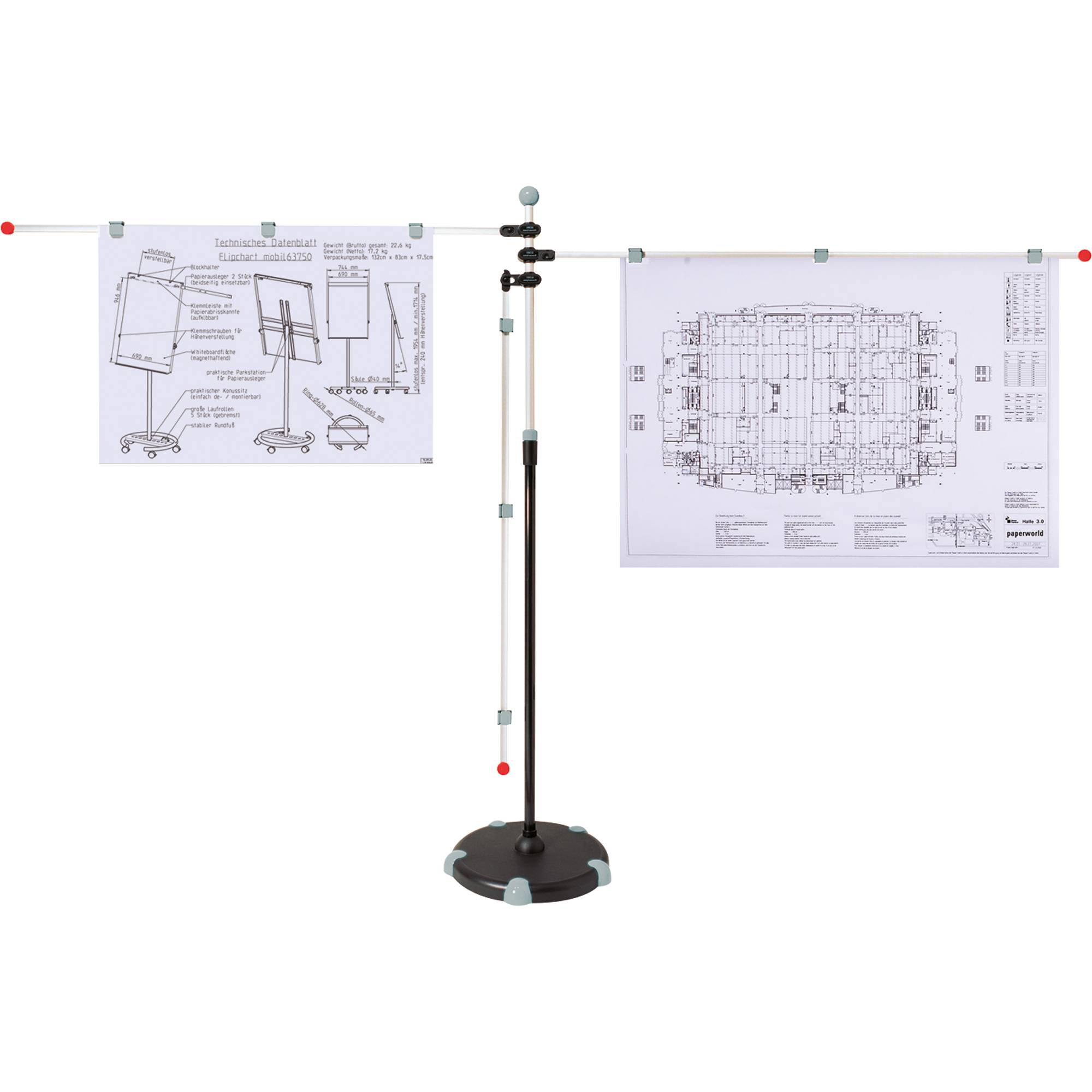 Planhalter Mobilpresenter 3Arme Aluminium grau-2