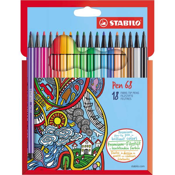 Fasermaler Pen  M 1mm sort 18St