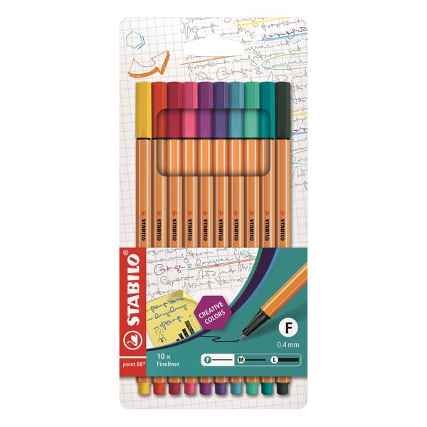 Stabilo Fineliner point EO 0,4mm farbig sort 10 St. EO8810-1