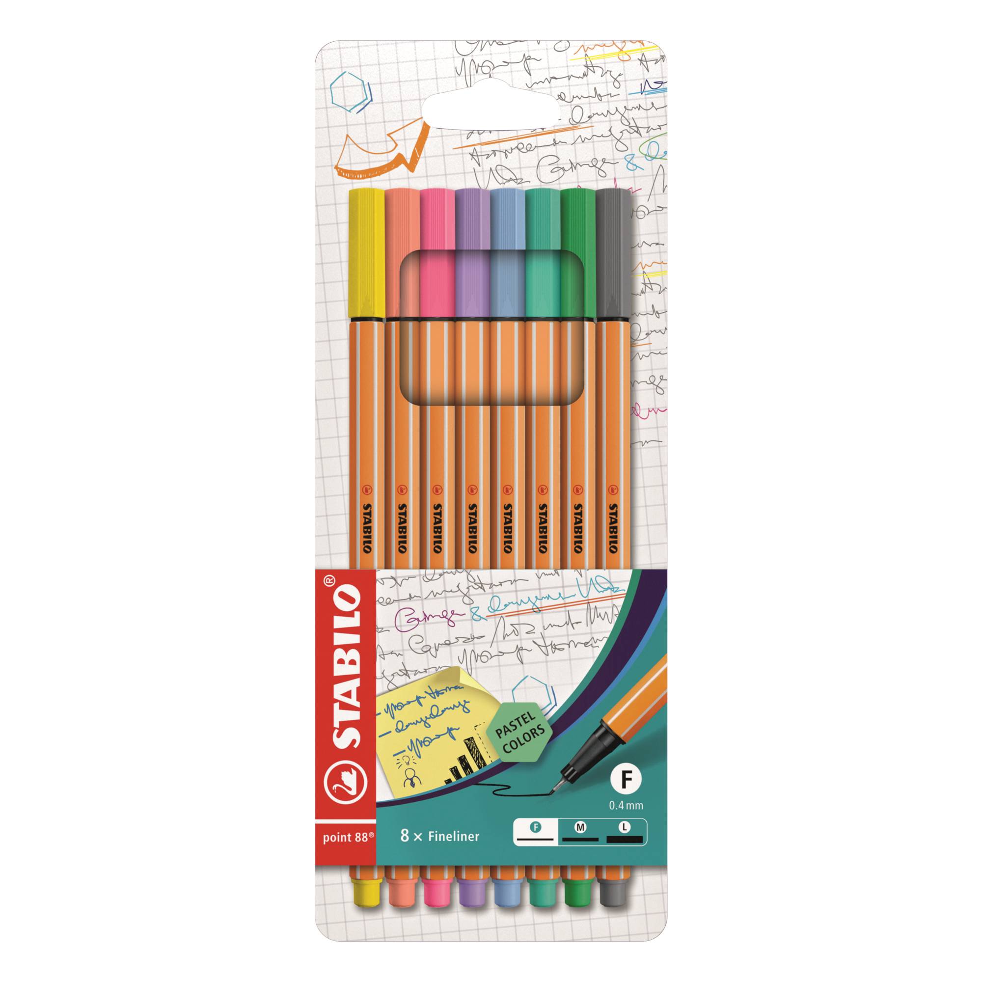 Fineliner point 88 pastell sort 8St-0