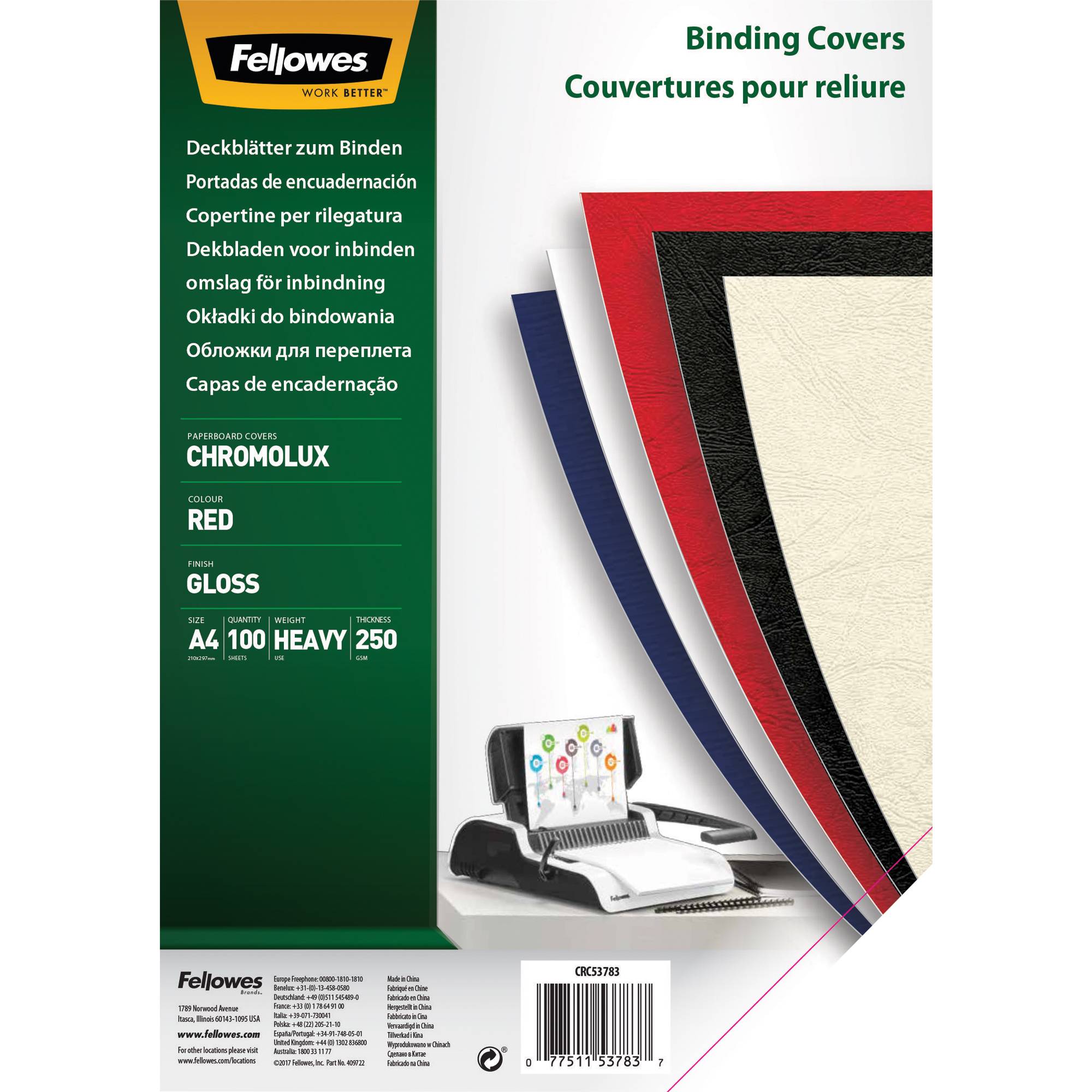 Deckblatt Chromolux DIN A4 rot 100St./Pack.-0