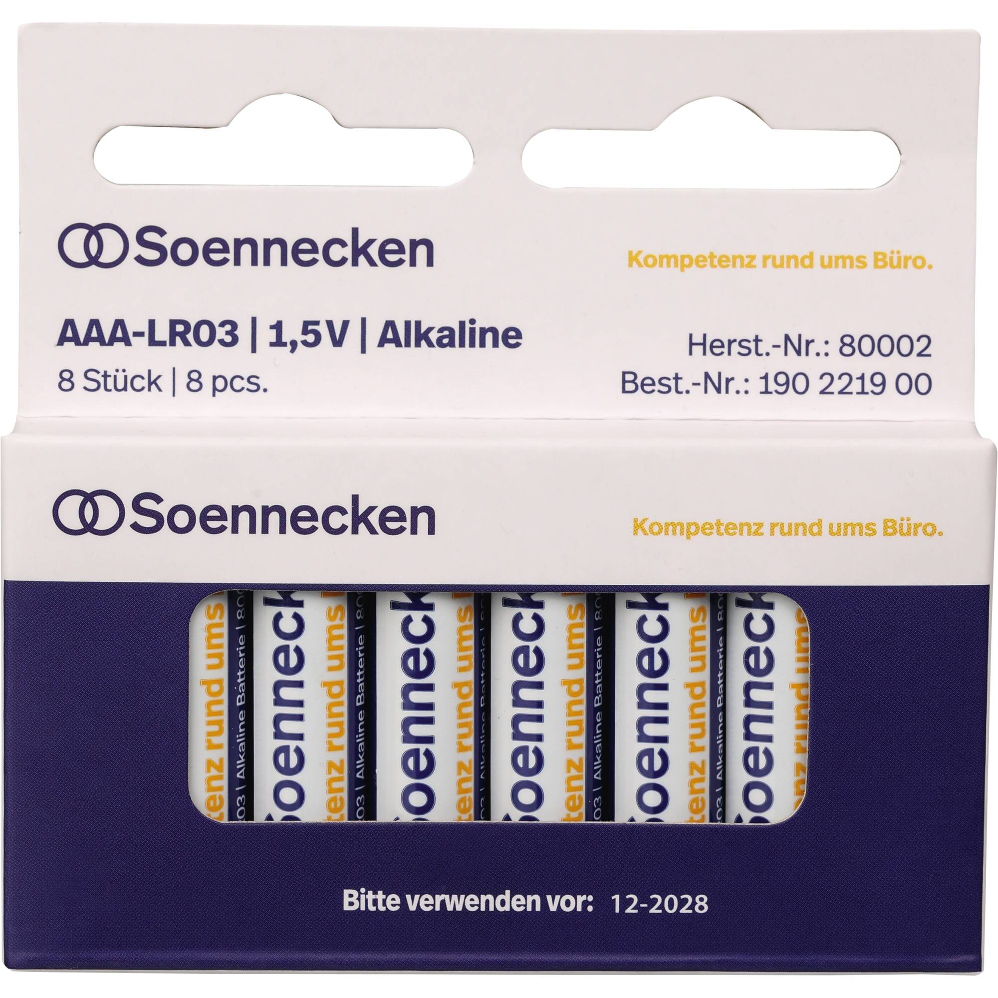 Soennecken 80002, Einwegbatterie, AAA, Alkali, 1,5 V, 8 Stück(e), Blau, Weiß-0