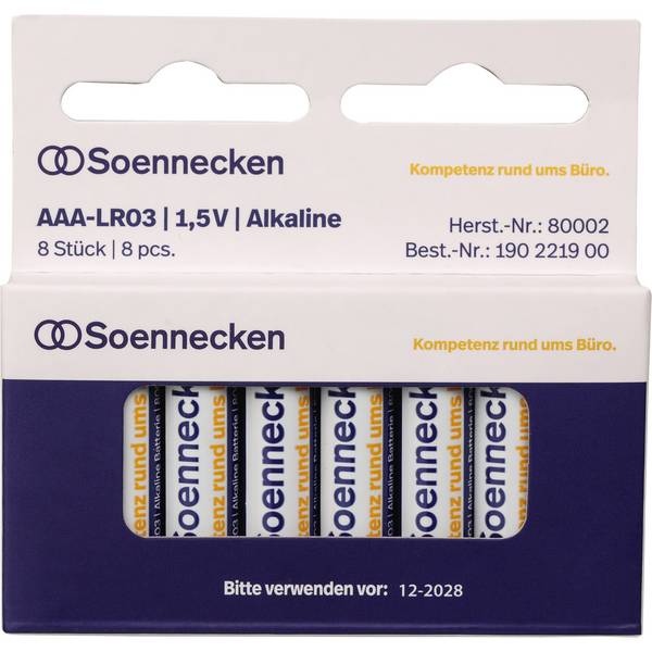 Soennecken 80002, Einwegbatterie, AAA, Alkali, 1,5 V, 8 Stück(e), Blau, Weiß
