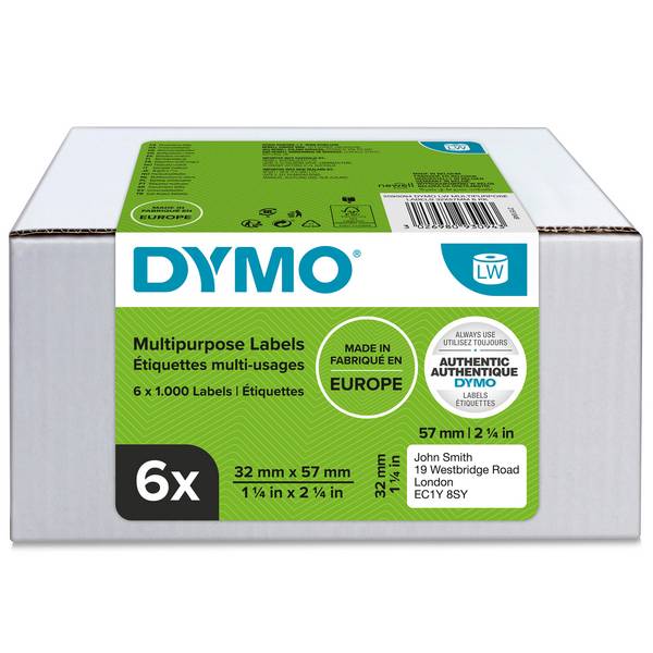 Vielzwecketikett 32x57mm 1.000St. 6 Rl./Pack.