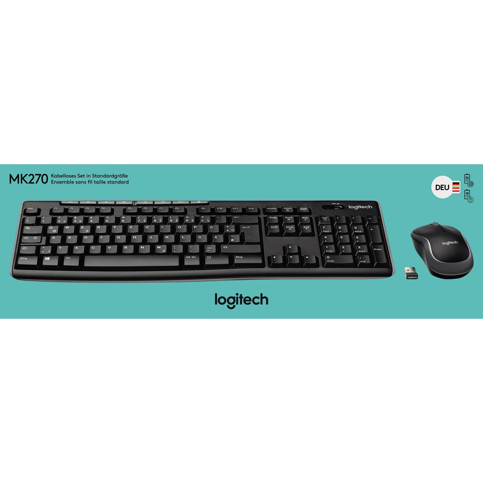 Logitech Tastatur-Maus-Set MK270 920-004511 cordless USB schwarz-1