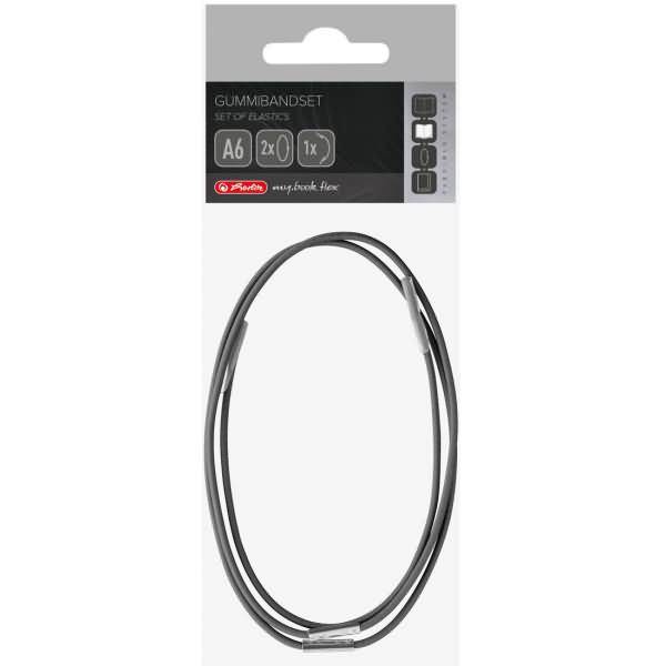 Gummibandset A6 mit 1 Verschluss- und 2 Haltegummis anthrazit