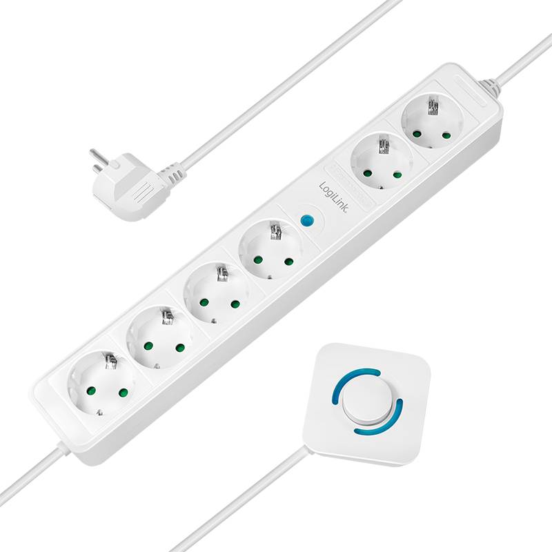 LogiLink - Steckdosenleiste - Wechselstrom 230 V - 3500 Watt - Ausgangsanschlüsse: 6 (6 x Leistungs-CEE 7/3)-5