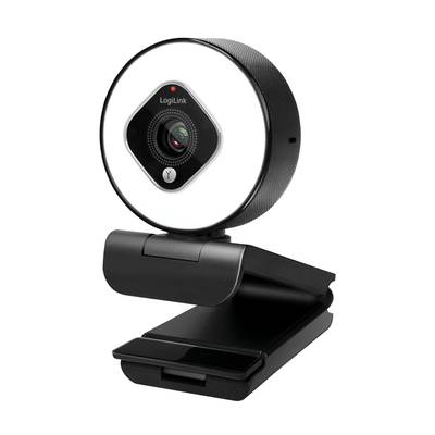 LogiLink Full-HD-USB-Webcam, 76°, Dual-Mikrofon, Autofokus, Ringlicht, Stativ