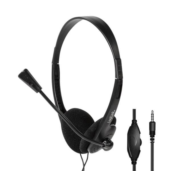 LogiLink Stereo-Headset, 1x 3,5-mm-Klinkenstecker, Bügelmikrofon, Eco-Box