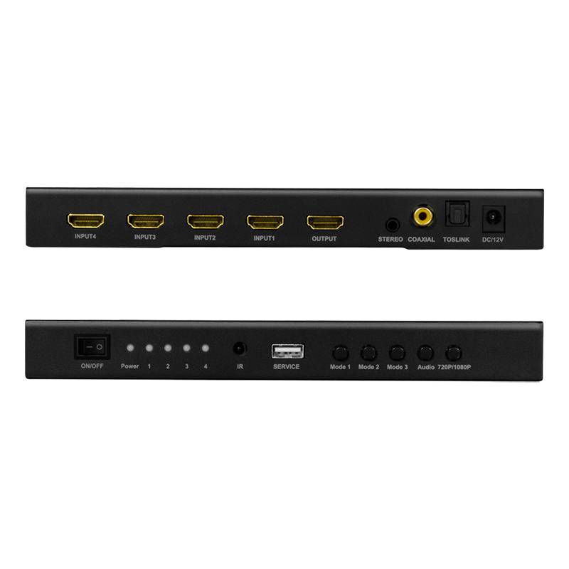 LogiLink HDMI-Switch 4x1-Port, Multiviewer, 1080p/60 Hz, Scaler, Seamless, RC-4