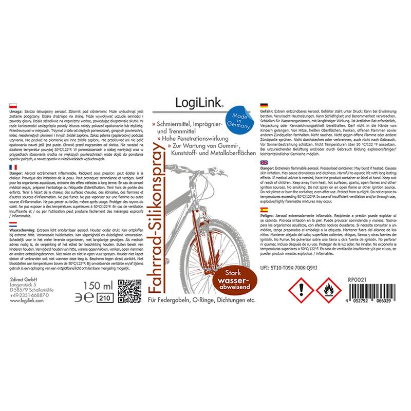 LogiLink Silikonspray für Fahrräder, 150 ml-3