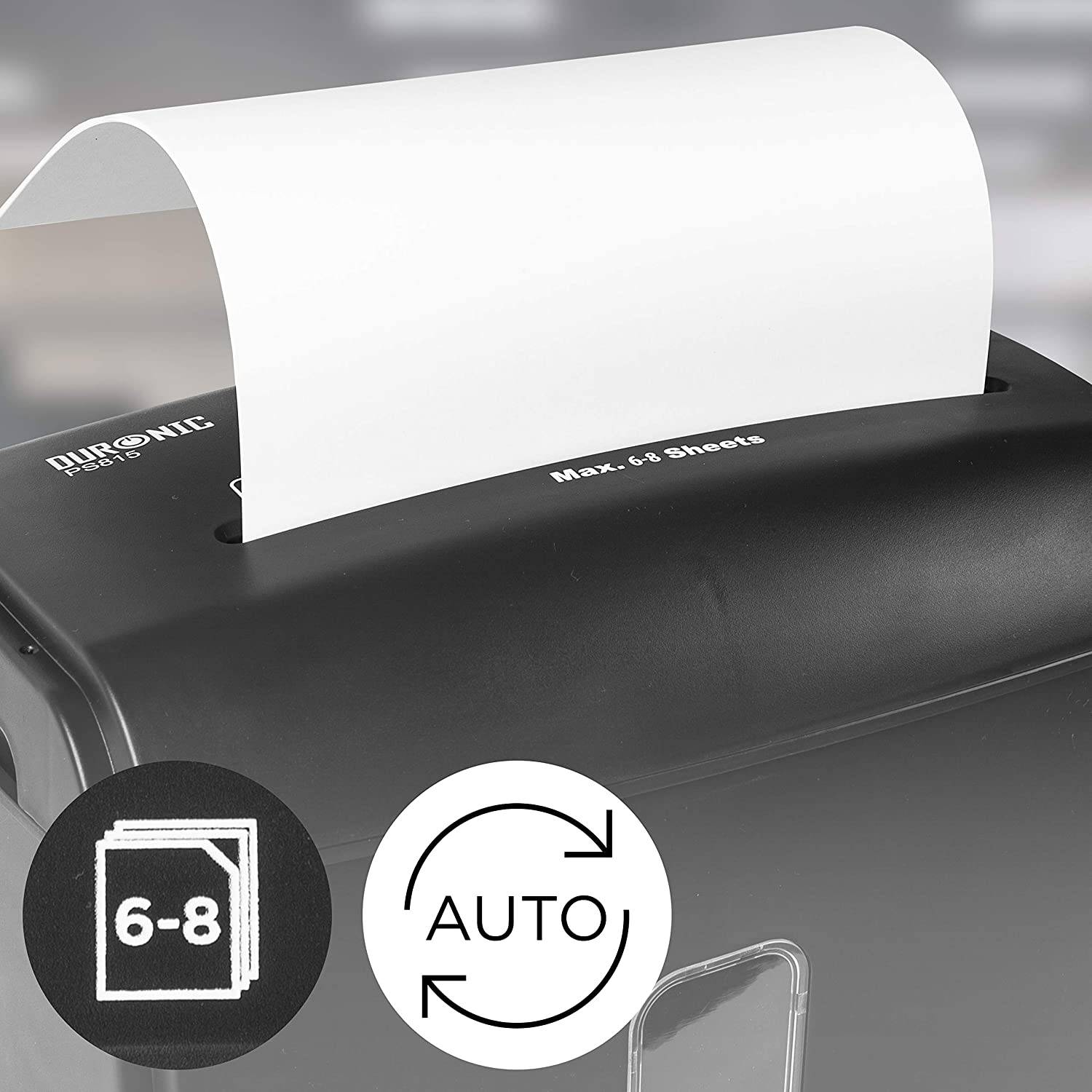 Duronic PS815 Aktenvernichter - 8X A4 Blatt - Kreuzschnitt - Shredder Elektrisch 250W - 15 L Behälter-1