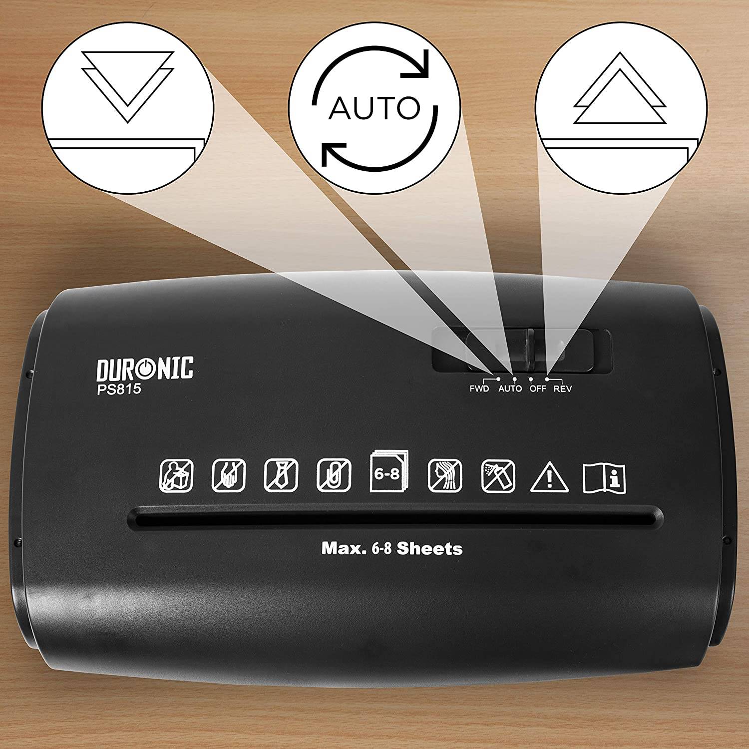 Duronic PS815 Aktenvernichter - 8X A4 Blatt - Kreuzschnitt - Shredder Elektrisch 250W - 15 L Behälter-3