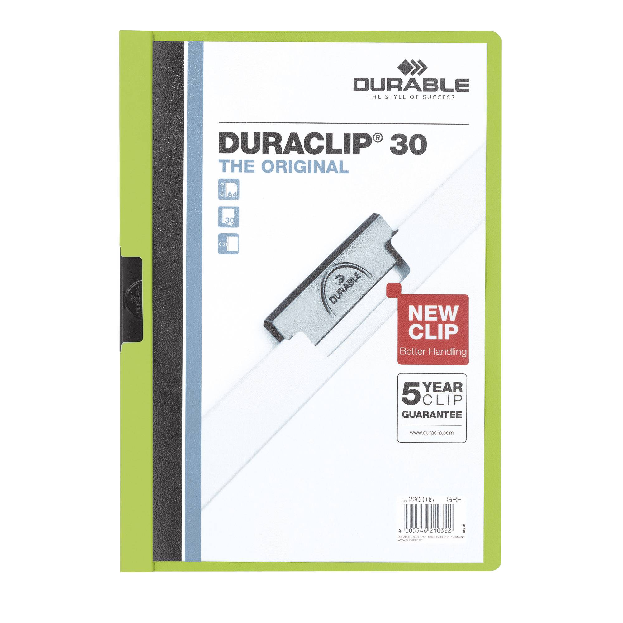 Klemmmappe DURACLIP 30 DIN A4 Hartfolie grün-0