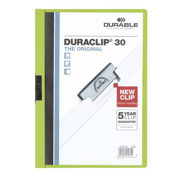 Klemmmappe DURACLIP 30 DIN A4 Hartfolie grün