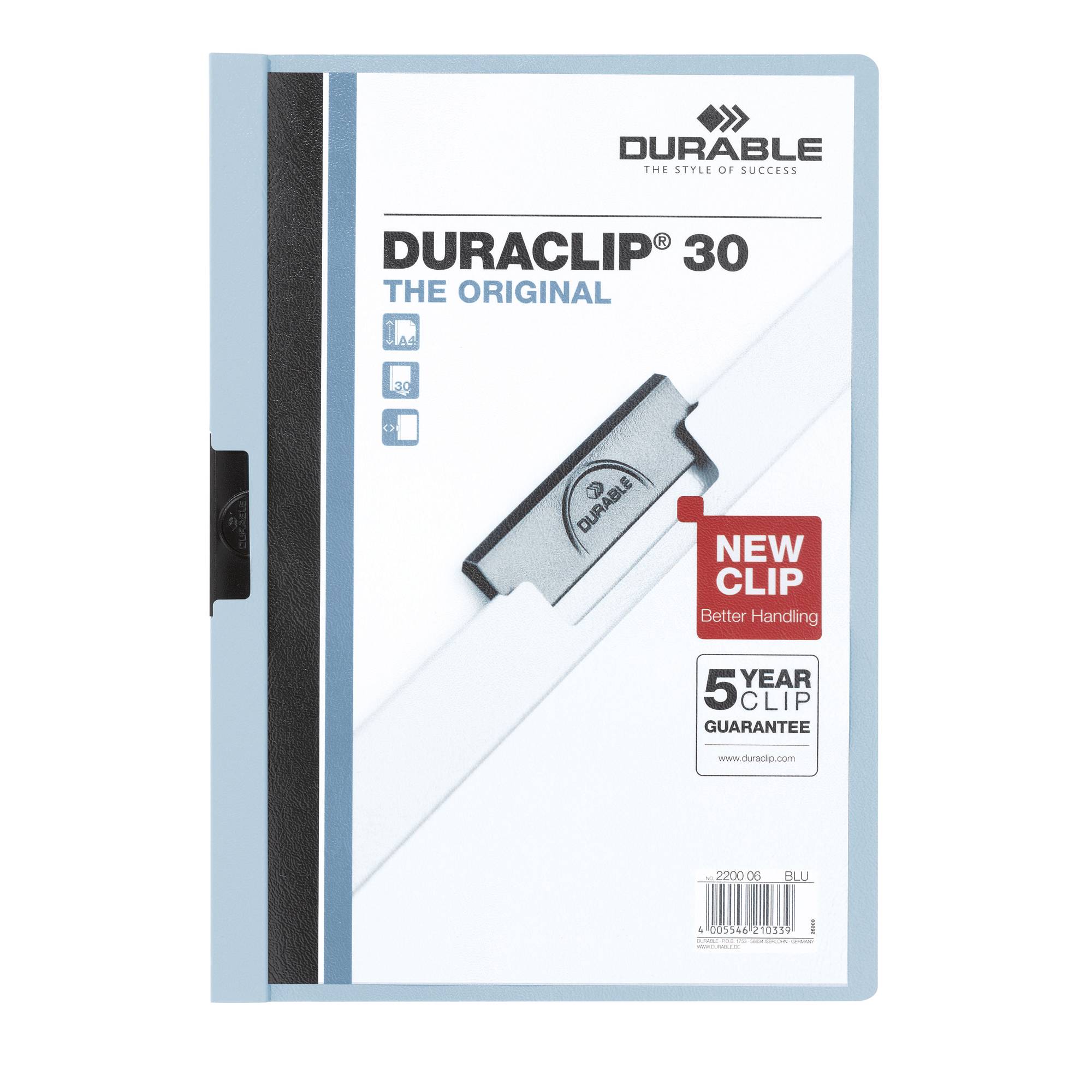 Klemmmappe DURACLIP 30 DIN A4 Hartfolie blau-0