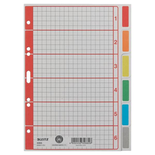 Kartonregister DIN A5 6Blatt blanko grau