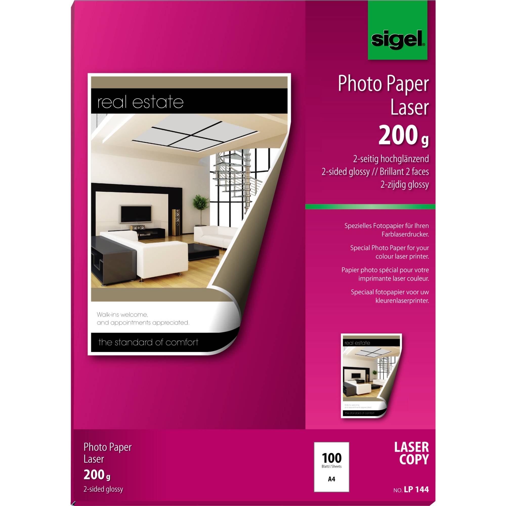 Sigel Fotopapier DIN A4 für Farb-Laser/-Kopierer DIN A4 LP144-0
