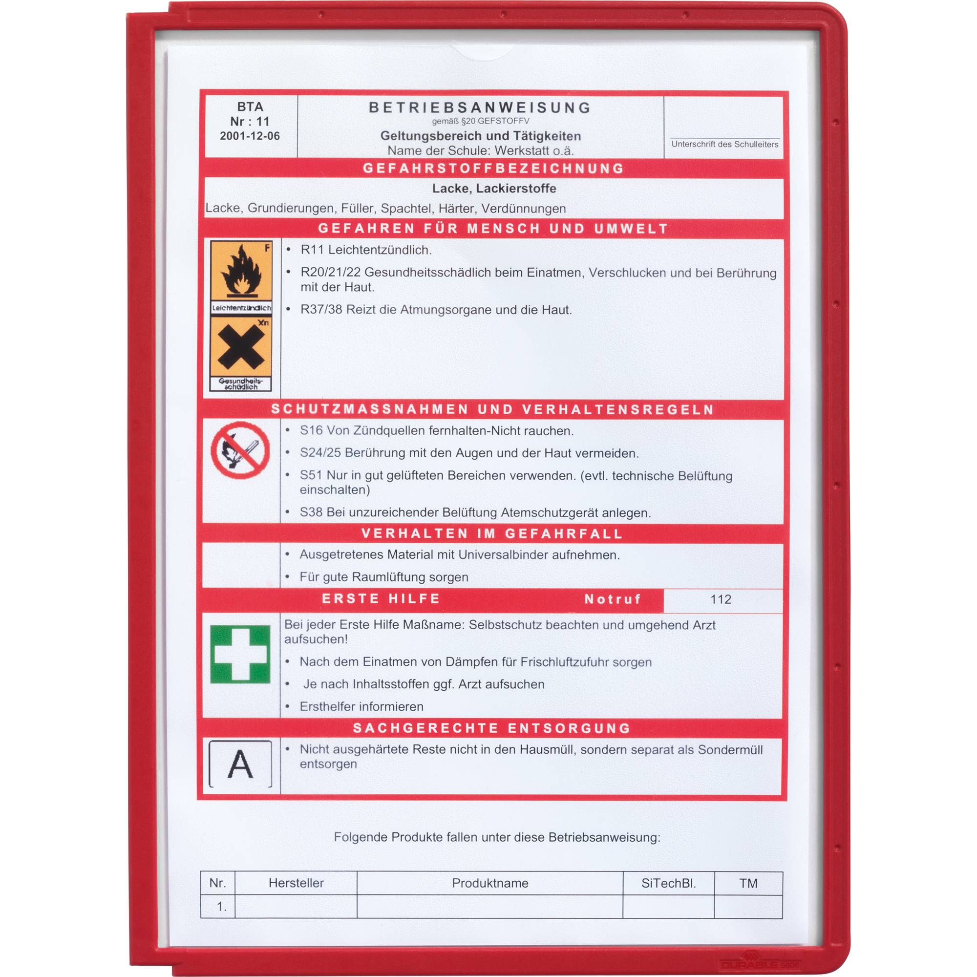 Sichttafel SHERPA Panel DIN A4 PP rot-1