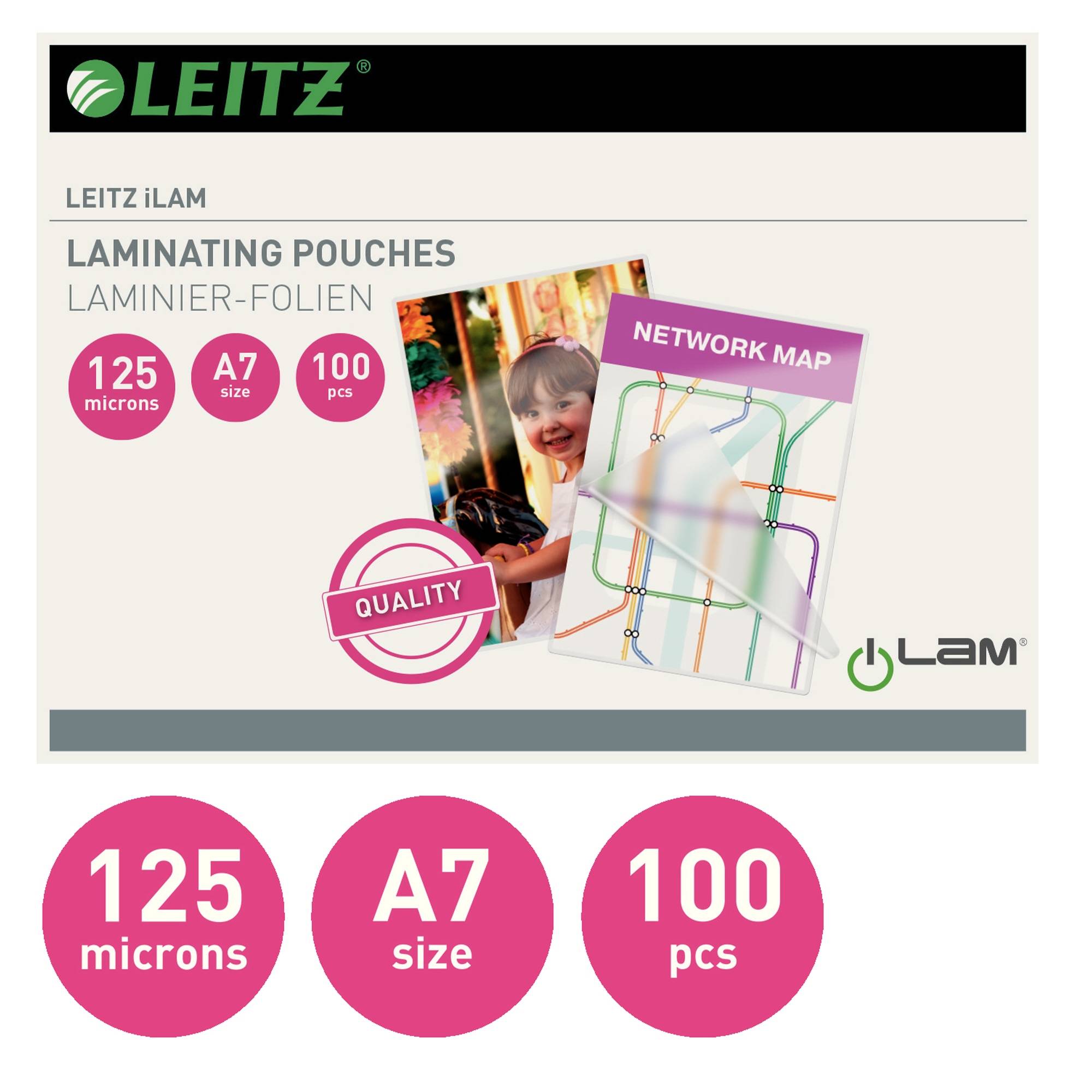 Leitz Laminierfolien iLAM A7 100 Stück 125 mic-0