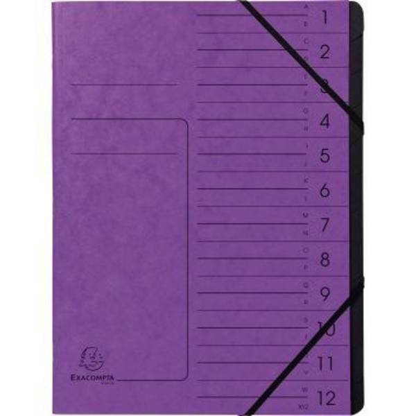 Exacompta Ordnungsmappe 541208E DIN A4 12Fächer Karton violett