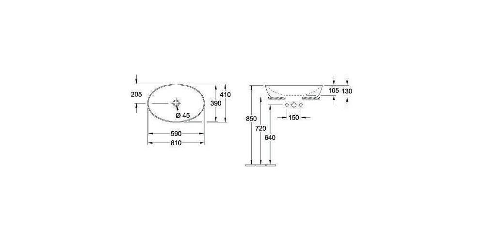 Villeroy & Boch Aufsatzwaschbecken Artis 610x410mm Oval ohne Überlauf Indian Summer-6