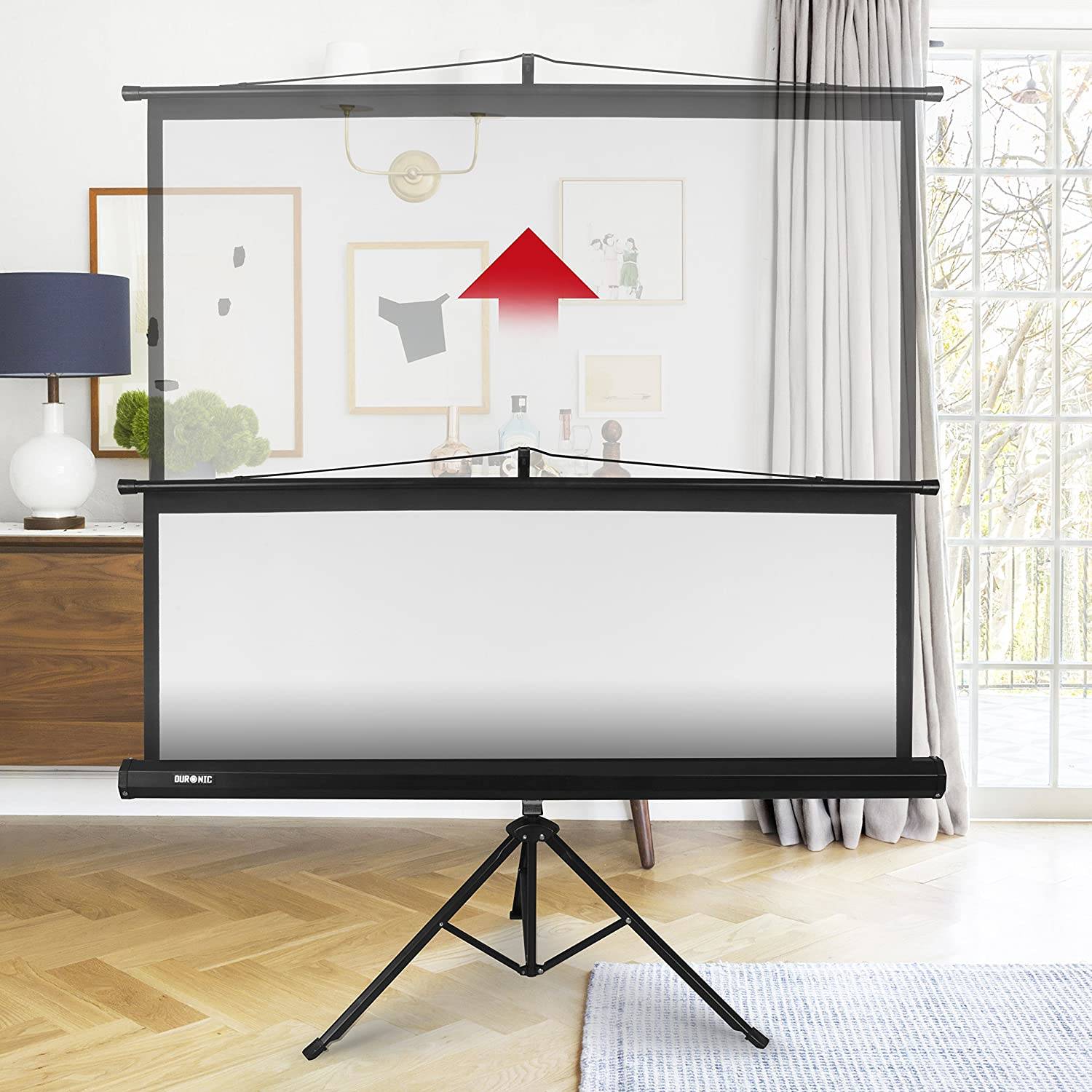 Duronic TPS60 Leinwand - 4:3 Beamer Screen - 122 x 91cm - 60 Zoll - Tragbare und leichte Stativleinwand - 4K Full HD 3D-4