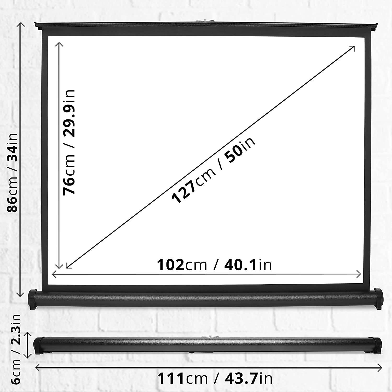 Duronic DPS50 Leinwand - 4:3 Beamer Screen - 102 x 76cm - 50 Zoll - Mobile Projektorleinwand - 4K, Full HD, 3D-2