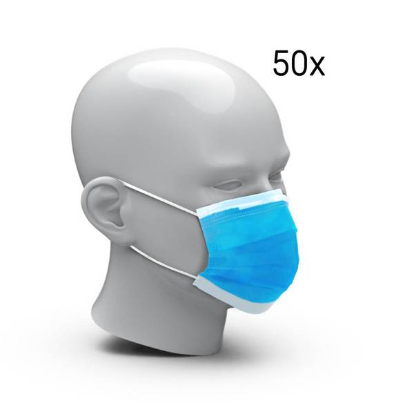 Gesichtsmaske "Einweg" 50er Set, hellblau