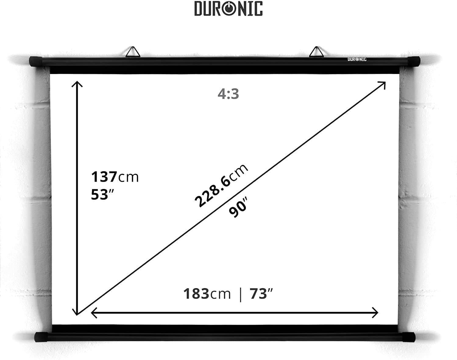Duronic BPS90 Leinwand - 4:3 Beamer Screen - 183 x 137cm - 90 Zoll - Projektorleinwand zum Aufhängen - 4K, Full HD, 3D-4