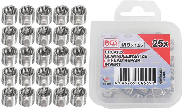 BGS 9435-1 Ersatz-Gewindeeinsätze, M9 x 1,25 mm, 2 5-tlg.