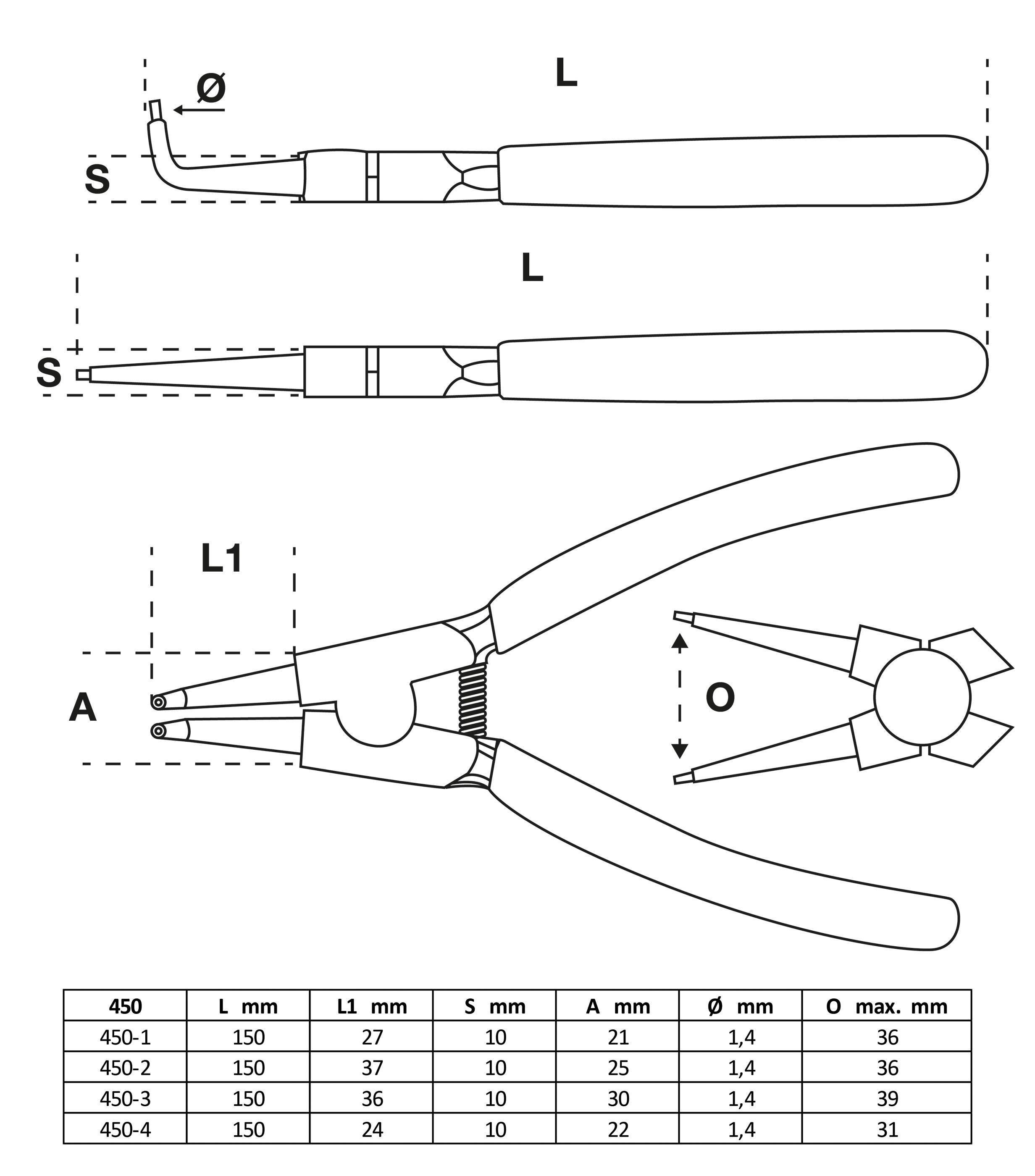 BGS technic Sprengringzangen-Satz | 150 mm | 4-tlg.-1