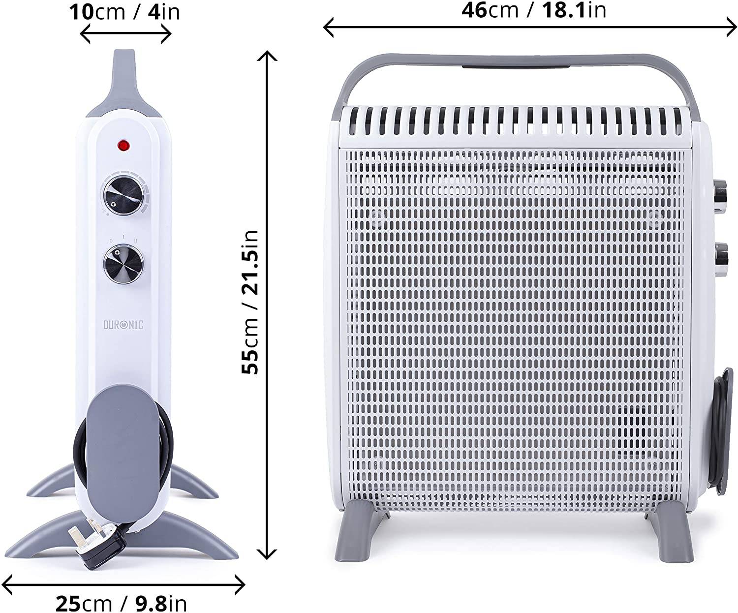 Duronic HV180 Wärmewellen Heizung - Heizstrahler 2-stufig mit 1800W - Konvektor mit Mica Heizelement - Mit Tragegriff-1