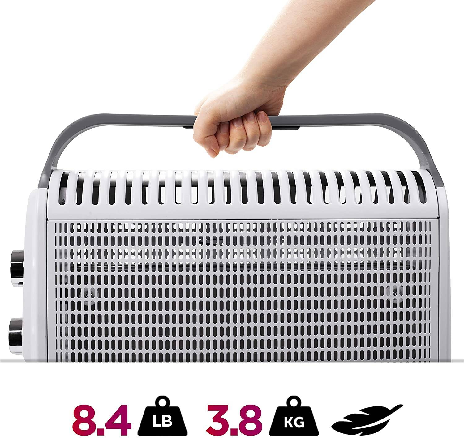 Duronic HV180 Wärmewellen Heizung - Heizstrahler 2-stufig mit 1800W - Konvektor mit Mica Heizelement - Mit Tragegriff-2