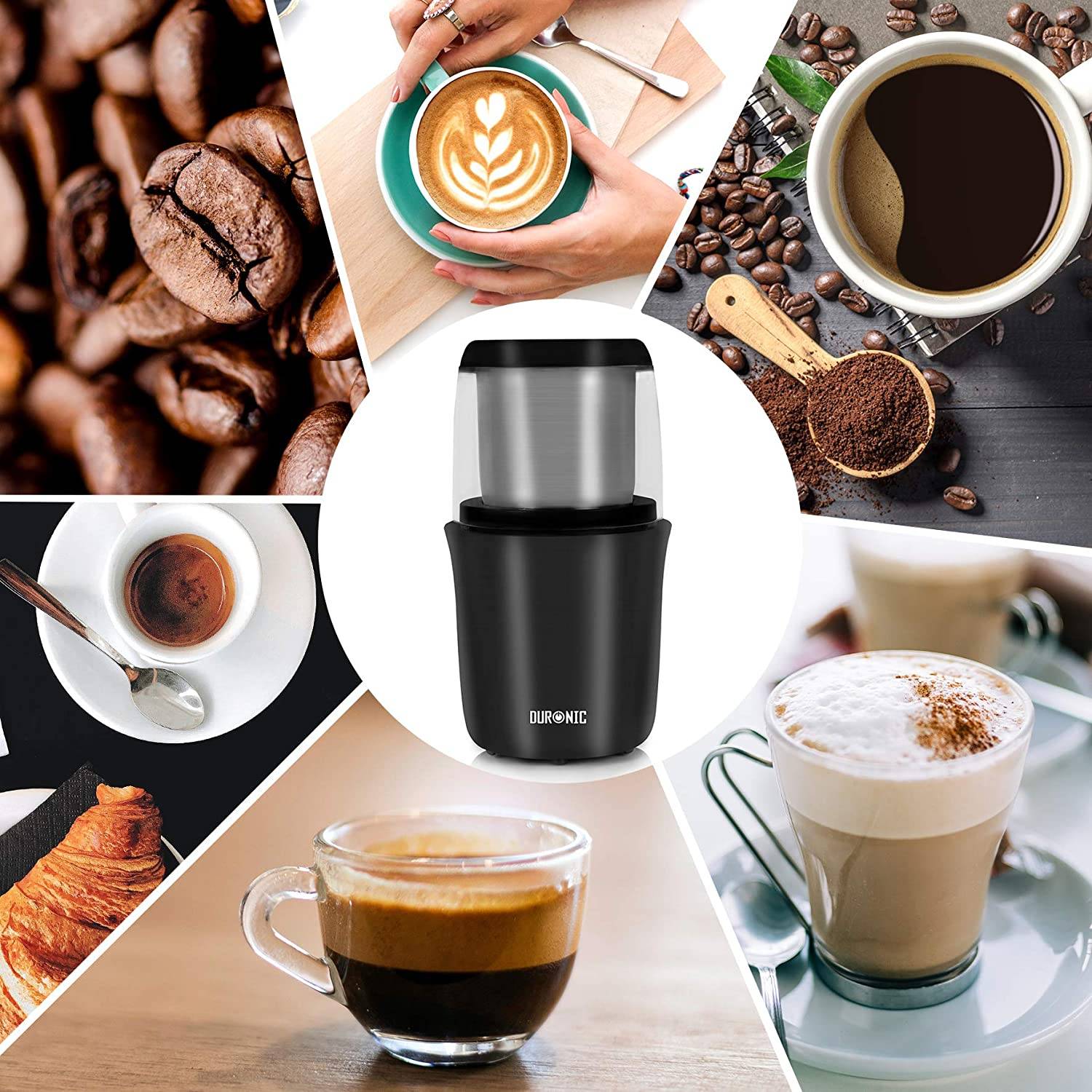Duronic CG250 Kaffeemühle/elektrische Gewürzmühle - abnehmbarer Behälter – 75g Fassungsvermögen – 250W – Edelstahlklinge-3