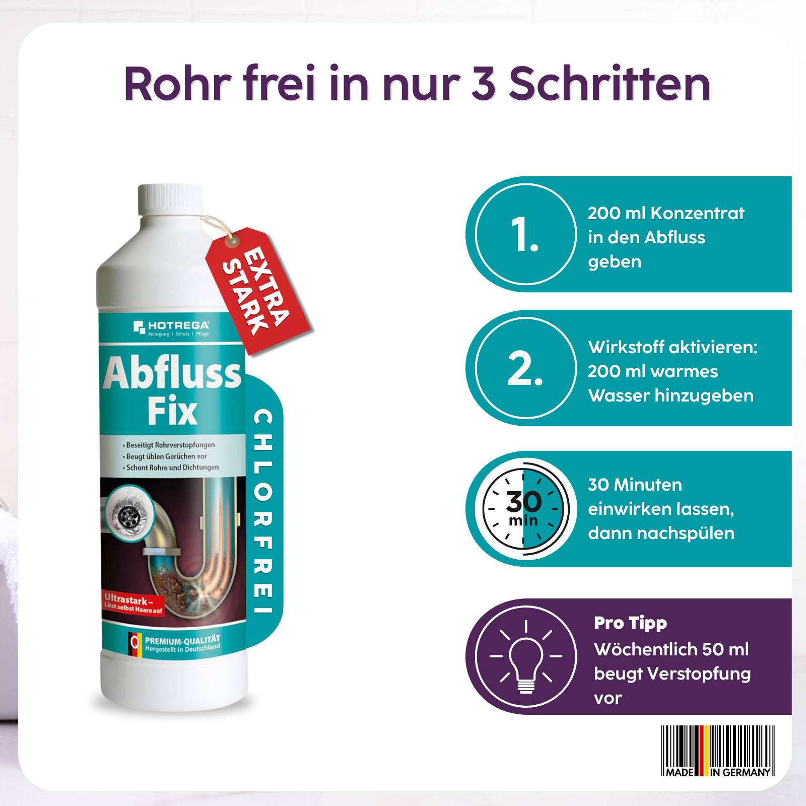 HOTREGA Abfluss Fix Rohrreiniger Konzentrat 1 L-4