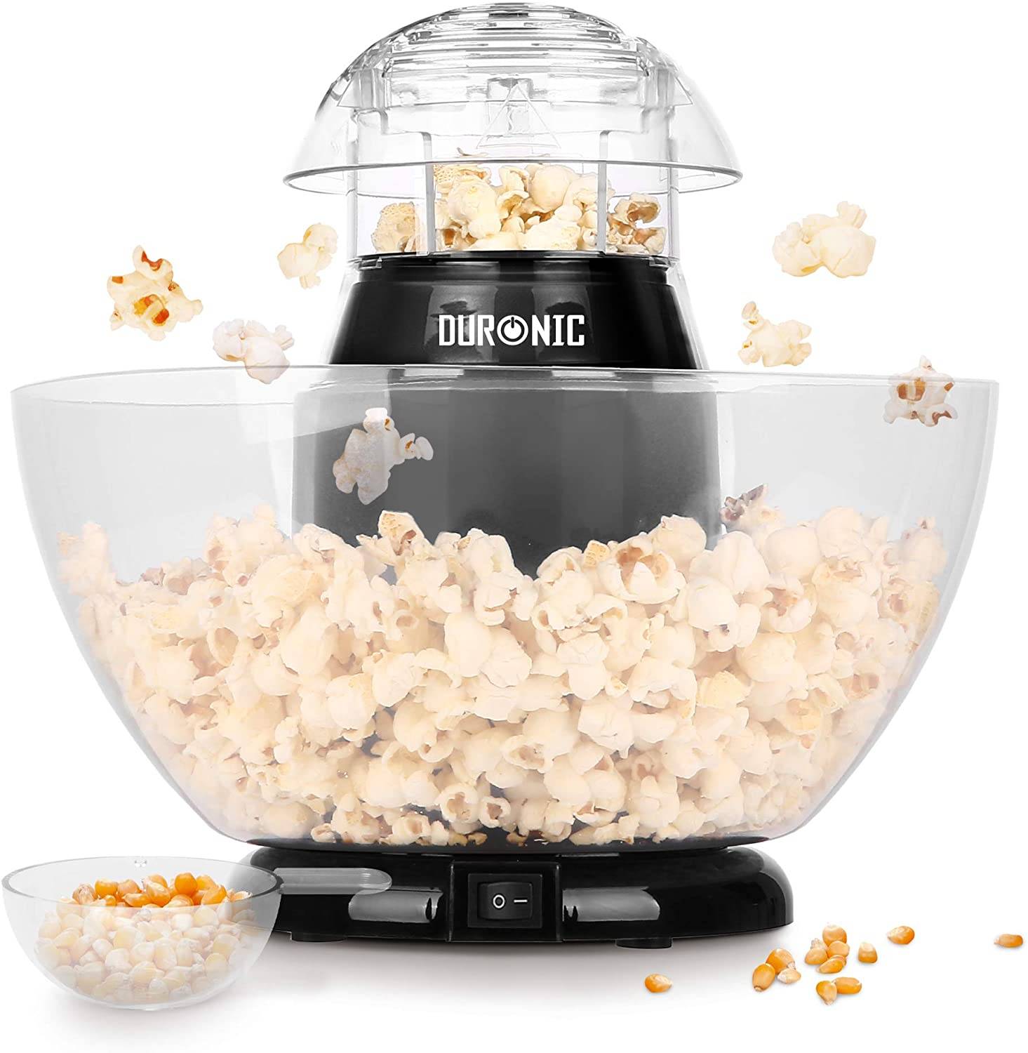 Duronic POP50 BK Popcornmaschine - Heißluft ohne Fett & Öl - 1200 Watt - inkl. Messbecher - für 50 Gramm Mais-0