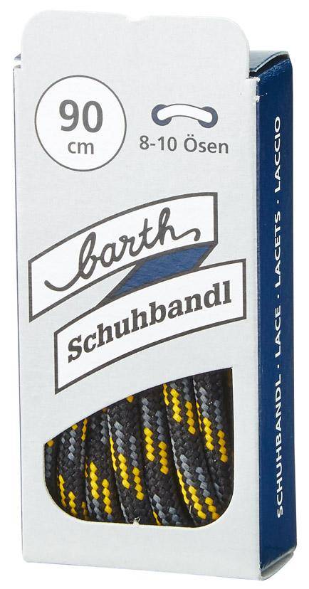 Schnürsenkel, 90 cm, rund, schwarz-grau-gelb barth Schuhbandl - Artikel: 4018336710094-0