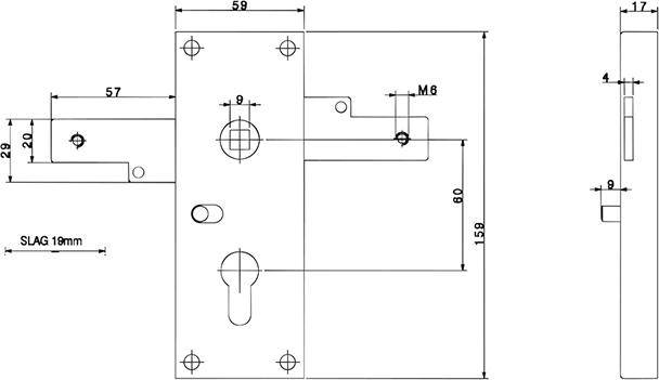 Garagentor-Schloss Bever 8301 PZ60/9 seitl. Schl.-3