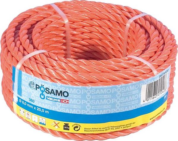 PP-Seil gedr. orange 8,0mmx20m in Ringen