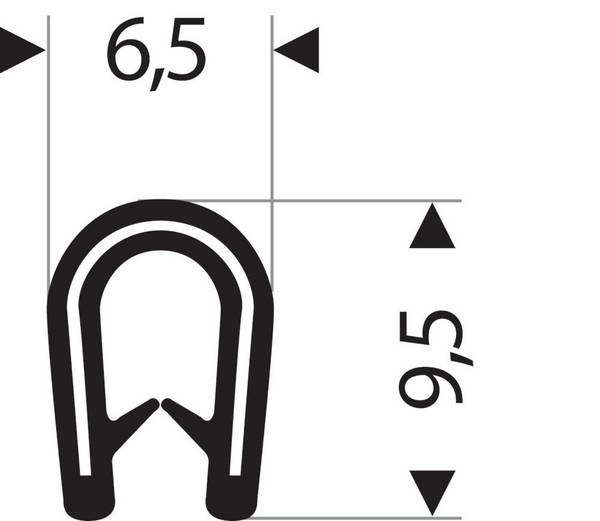 Kantenschutz flexibel rund, schwarz, 6,5x9,5 mm, Klemmbereich 1,0-2,0mm, 10m FORTIS